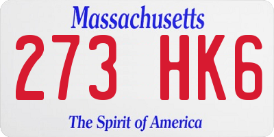 MA license plate 273HK6