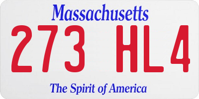 MA license plate 273HL4