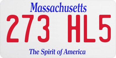 MA license plate 273HL5