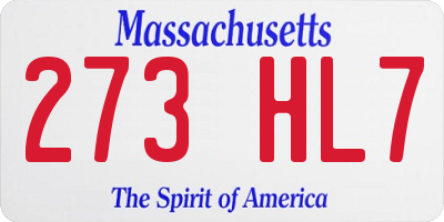 MA license plate 273HL7