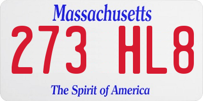 MA license plate 273HL8