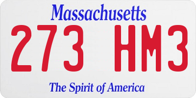 MA license plate 273HM3