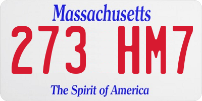 MA license plate 273HM7
