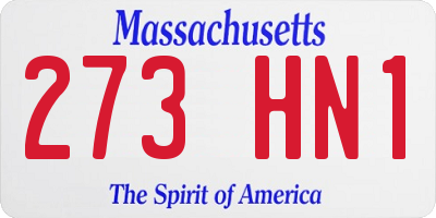 MA license plate 273HN1