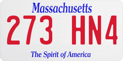 MA license plate 273HN4