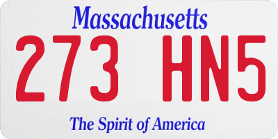 MA license plate 273HN5