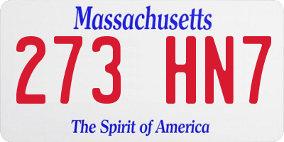 MA license plate 273HN7