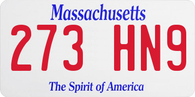 MA license plate 273HN9