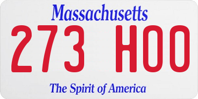MA license plate 273HO0