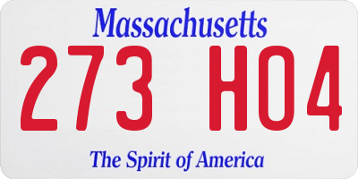 MA license plate 273HO4