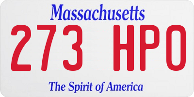 MA license plate 273HP0