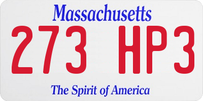 MA license plate 273HP3