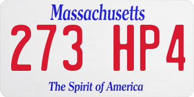 MA license plate 273HP4