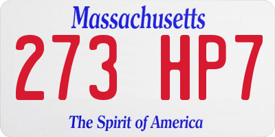 MA license plate 273HP7