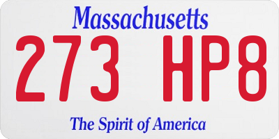 MA license plate 273HP8
