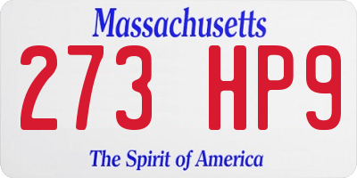 MA license plate 273HP9
