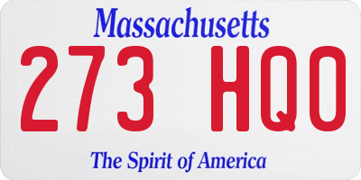 MA license plate 273HQ0