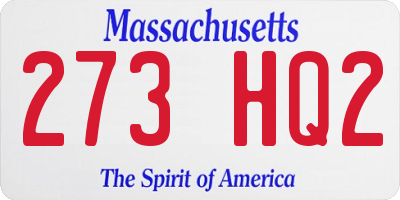 MA license plate 273HQ2