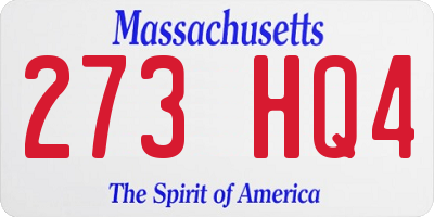 MA license plate 273HQ4