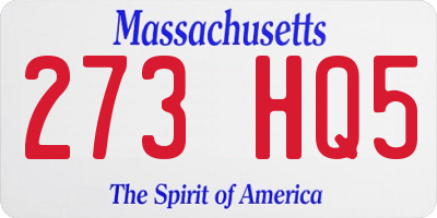 MA license plate 273HQ5