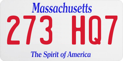 MA license plate 273HQ7