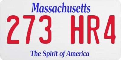 MA license plate 273HR4