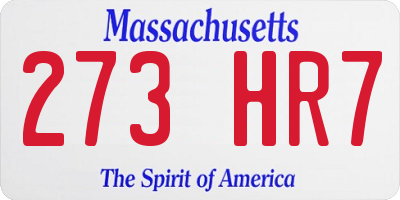 MA license plate 273HR7