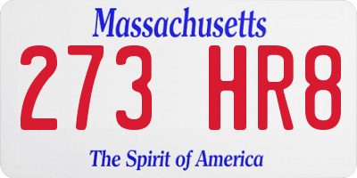 MA license plate 273HR8