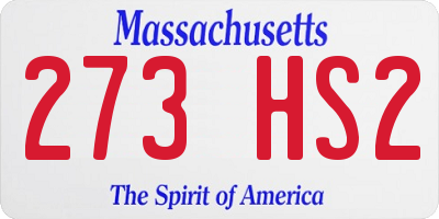 MA license plate 273HS2