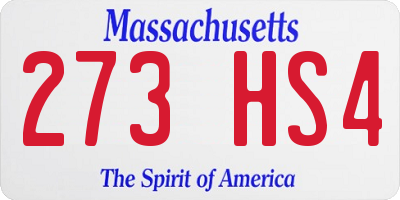MA license plate 273HS4