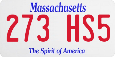 MA license plate 273HS5