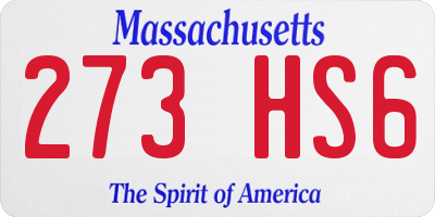 MA license plate 273HS6