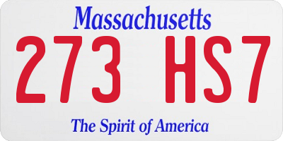 MA license plate 273HS7
