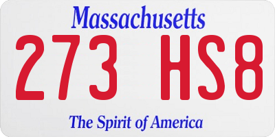 MA license plate 273HS8