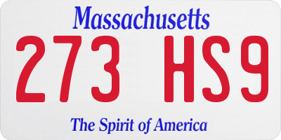 MA license plate 273HS9