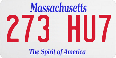 MA license plate 273HU7