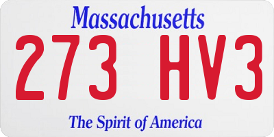 MA license plate 273HV3