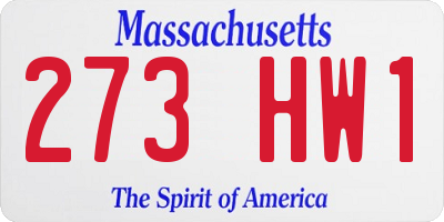 MA license plate 273HW1