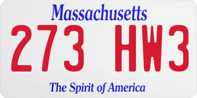 MA license plate 273HW3
