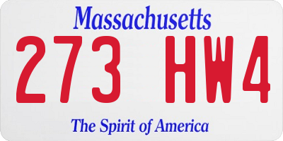 MA license plate 273HW4
