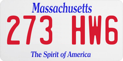 MA license plate 273HW6