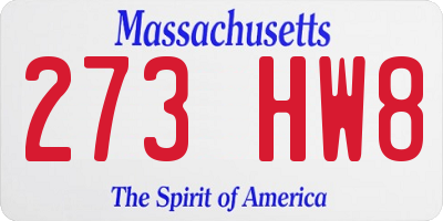 MA license plate 273HW8
