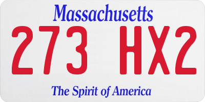 MA license plate 273HX2