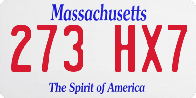 MA license plate 273HX7