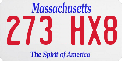 MA license plate 273HX8