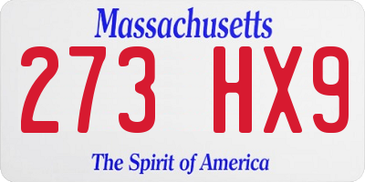 MA license plate 273HX9