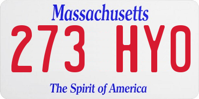 MA license plate 273HY0