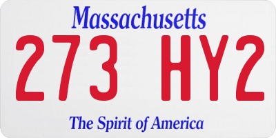 MA license plate 273HY2