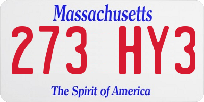 MA license plate 273HY3