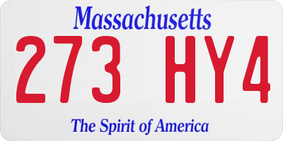 MA license plate 273HY4